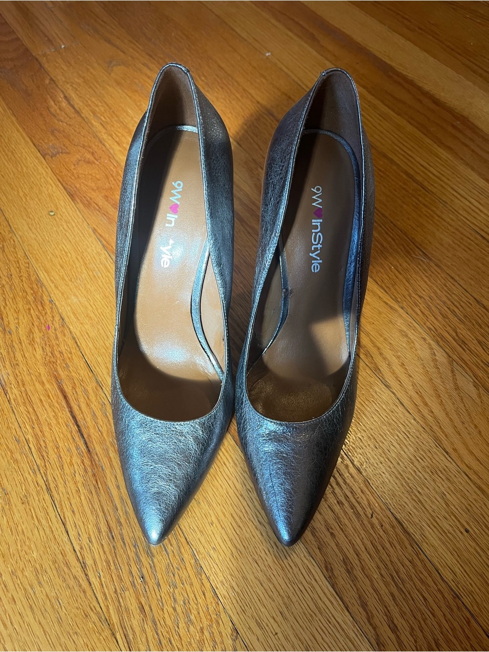 Nine West Metallic Silver Pointed-Toe Pumps